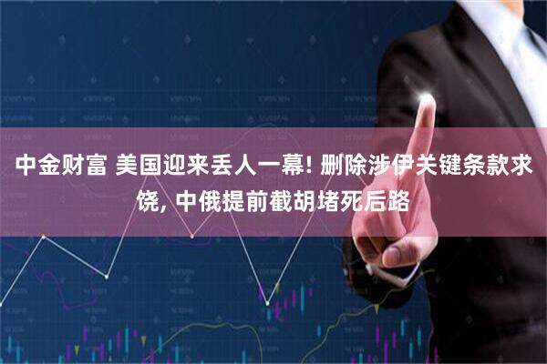 中金财富 美国迎来丢人一幕! 删除涉伊关键条款求饶, 中俄提前截胡堵死后路